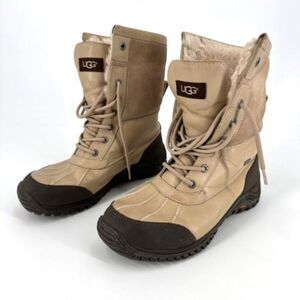 UGG Women's Adirondack II Sand Waterproof Leather Fur Snow Boots Beige Size 8